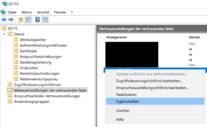 AD FS: Vertrauensstellungen der vertrauenden Seite - Adobe - Eigenschaften