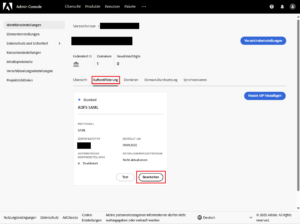 Adobe Admin Console: Authentifizierung - Bearbeiten