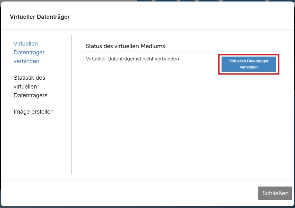 Virtuelle Konsole von Dell iDRAC: Virtueller Datenträger verbinden