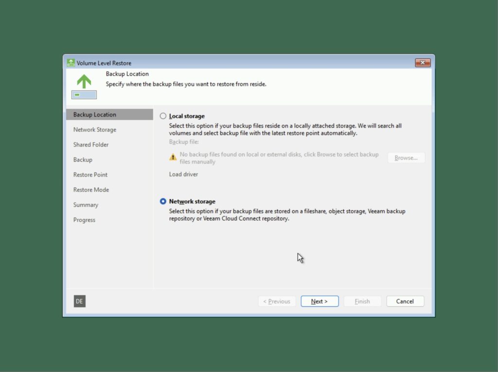 Veeam Recovery Media 6.3.2 - Backup Location