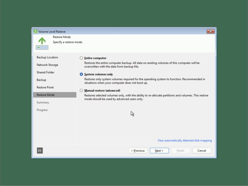 Veeam Recovery Media 6.3.2 - Restore Mode