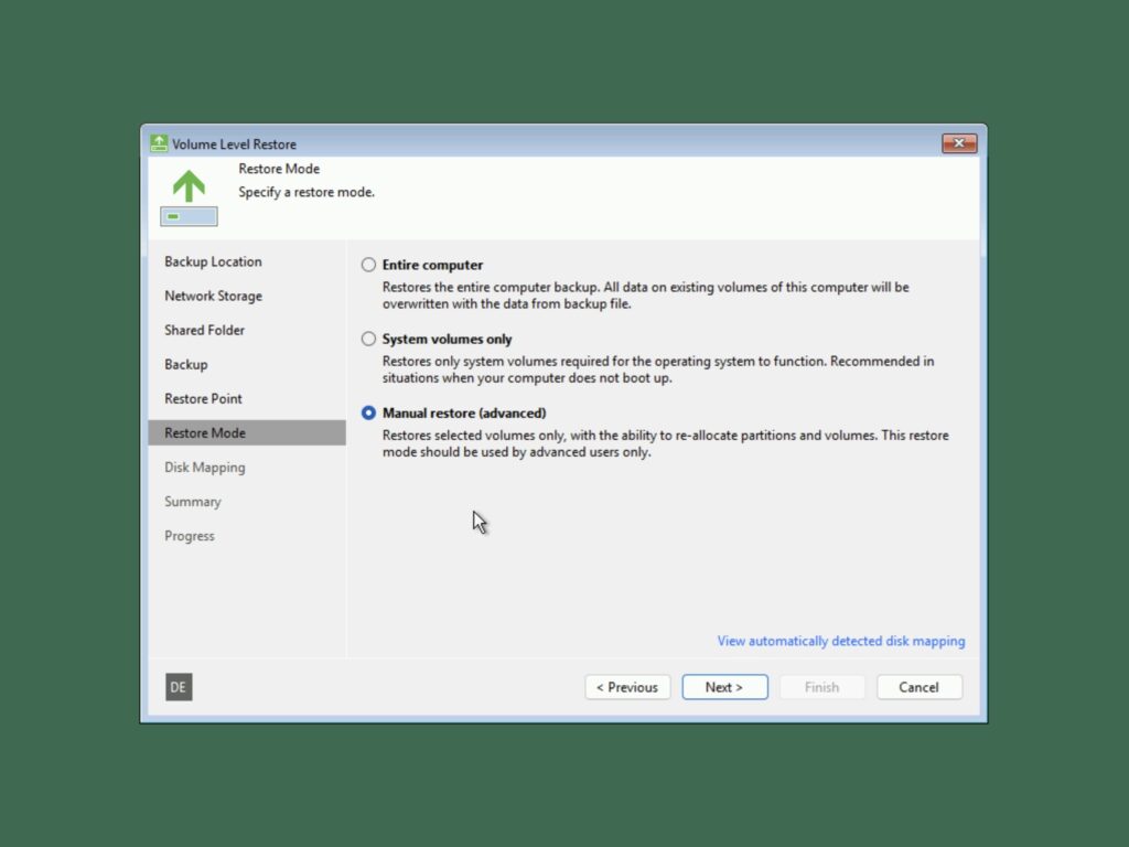 Veeam Recovery Media 6.3.2 - Restore Mode
