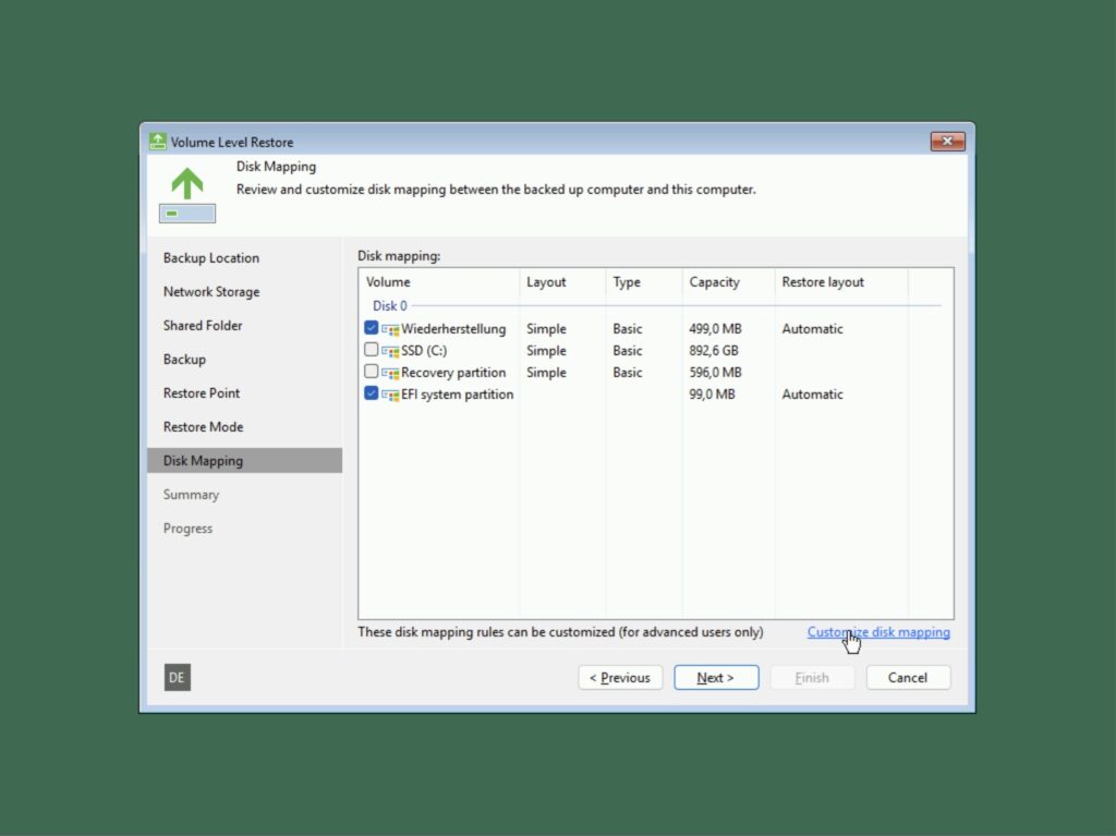Veeam Recovery Media 6.3.2 - Disk Mapping