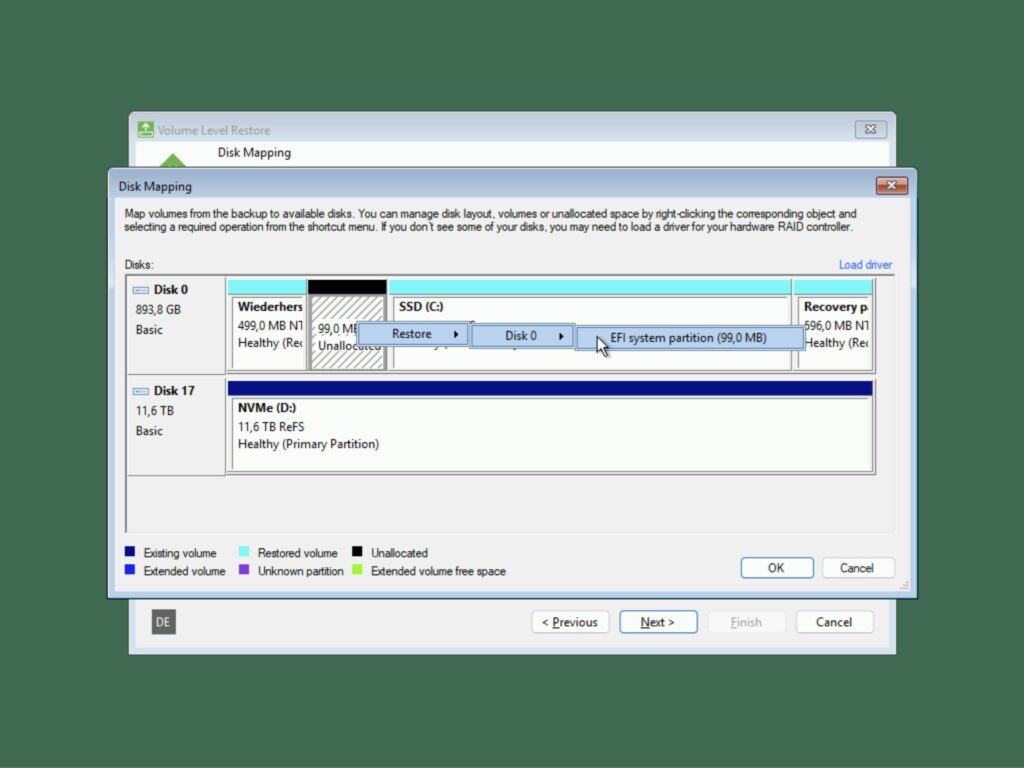 Veeam Recovery Media 6.3.2 - Disk Mapping - Customize