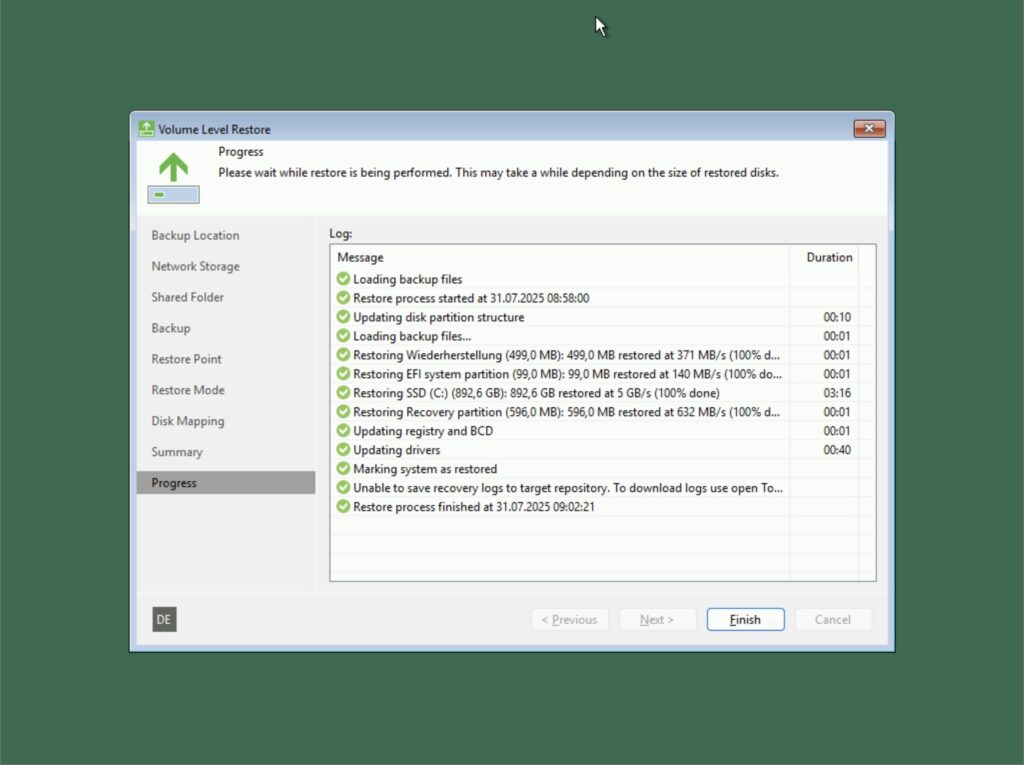 Veeam Recovery Media 6.3.2 - Progress